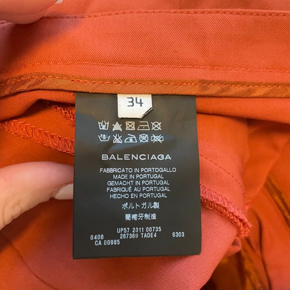 Balenciaga Straight Leg Dress Pants Sz 2 Rusted Orange Mid-Rise Trousers - Picture 4 of 10